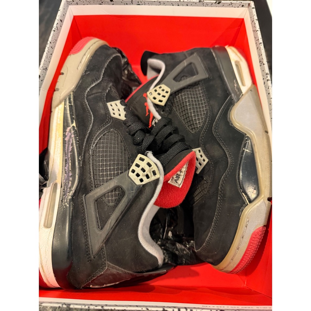 Jordan 4 Retro Bred 2012 Black Cement Grey Fire Red 308497-089 Mens 9.5 Project